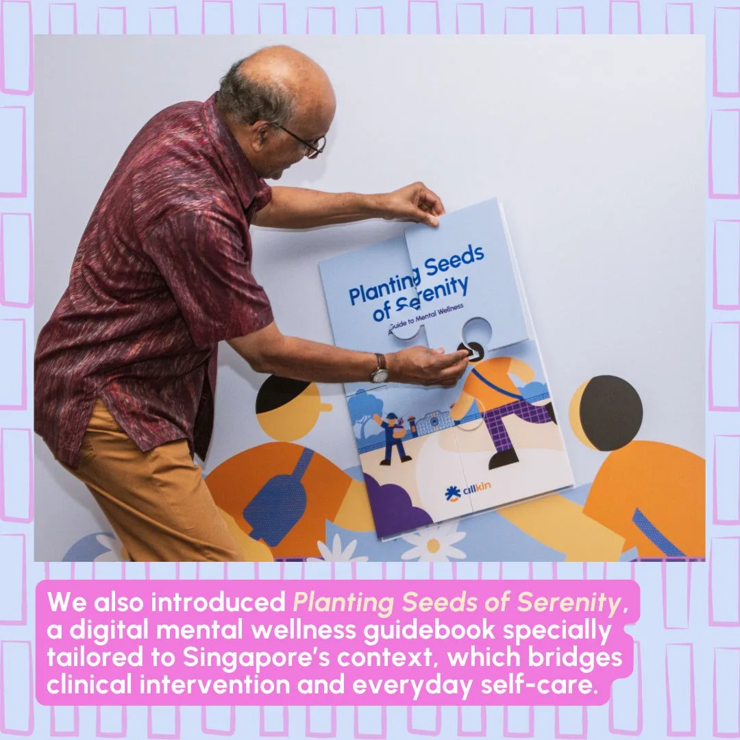 President Tharman launching Allkin book on mental wellness, done by Media Lede